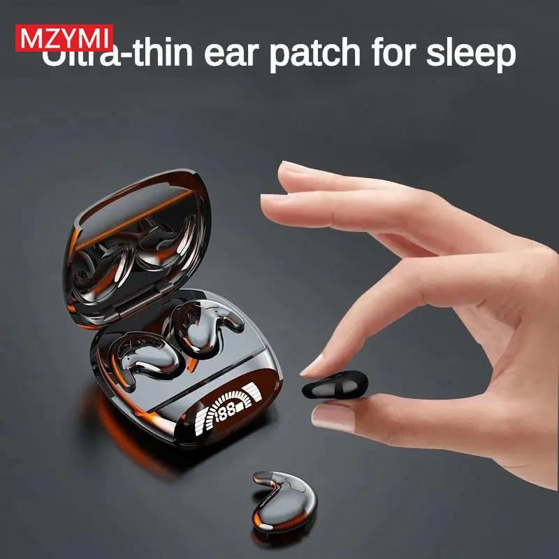 Wireless Sleep Headphones Noise Reduction Hifi Audio LED Digital Charging Silicone Workout Earbuds Mic Automatic Sports Earphones