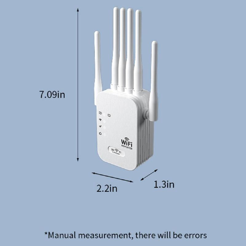 Wifi Extender 2025 with 6 Antennas, 1200Mbps Dual Band Booster, 12,000 Sq.Ft Coverage, Supports 100 Devices, Repeater & Ethernet Port