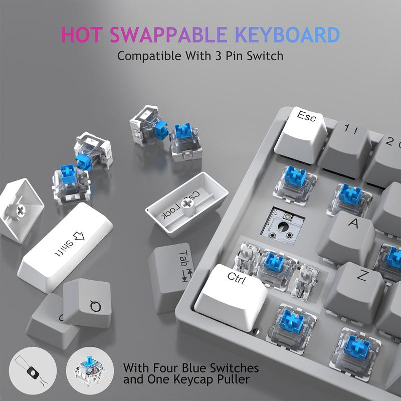 AULA F3261 60 Percent Wired Blue Switch Mechanical Gaming Keyboard, 29 RGB Backlight, Hot Swappable, Mini Small Compact, Office Gaming Rainbow Backlit, Budget Cheap Keyboard Computer PC Accessories College School Supplies Back to School Fallfreshness