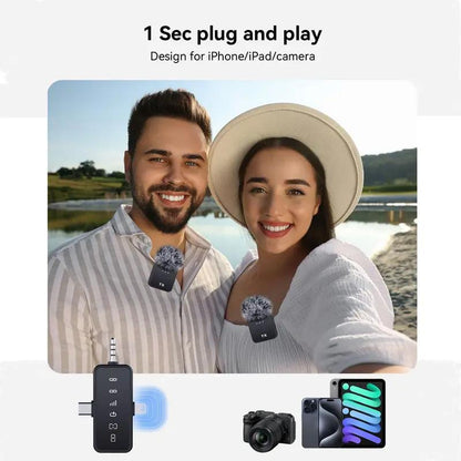 2-Pack Wireless Lavalier Microphone,Foriphone/Android/Camera,328Ft Transmission,18Hbattery Life, Mini Microphone for Recordinterview, Vlogs, Youtube