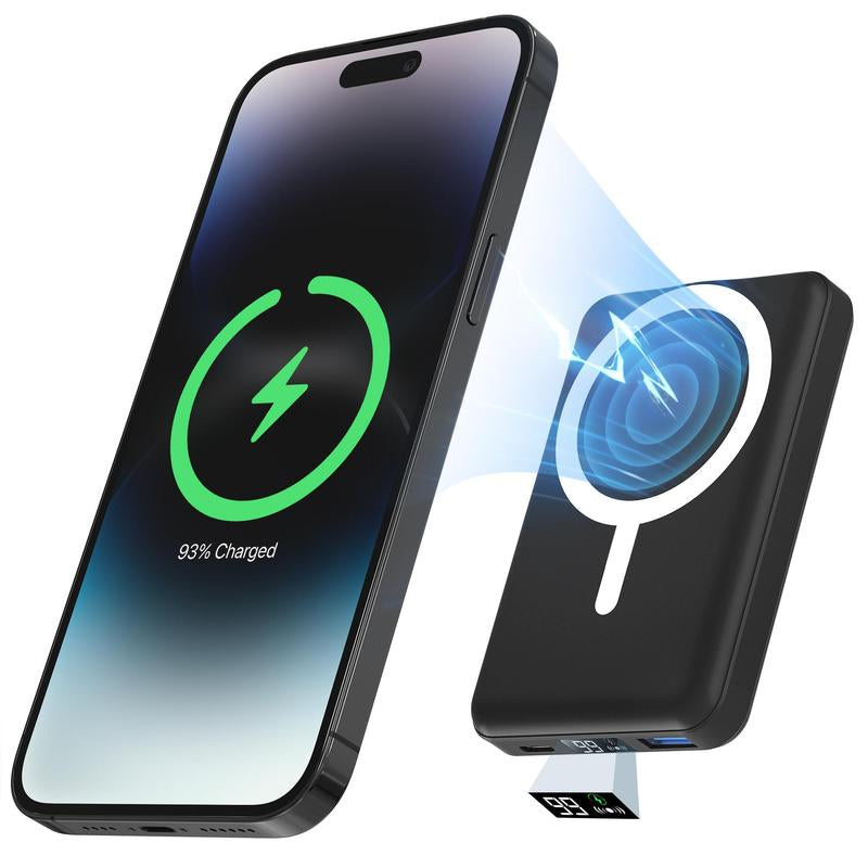 Podoru Magnetic Power Bank, 10000Mah for Magsafe Portable Battery Pack Fast Wireless Mobile Charger and USB-C Cable, for Iphone 16/15/14/13/12 Series