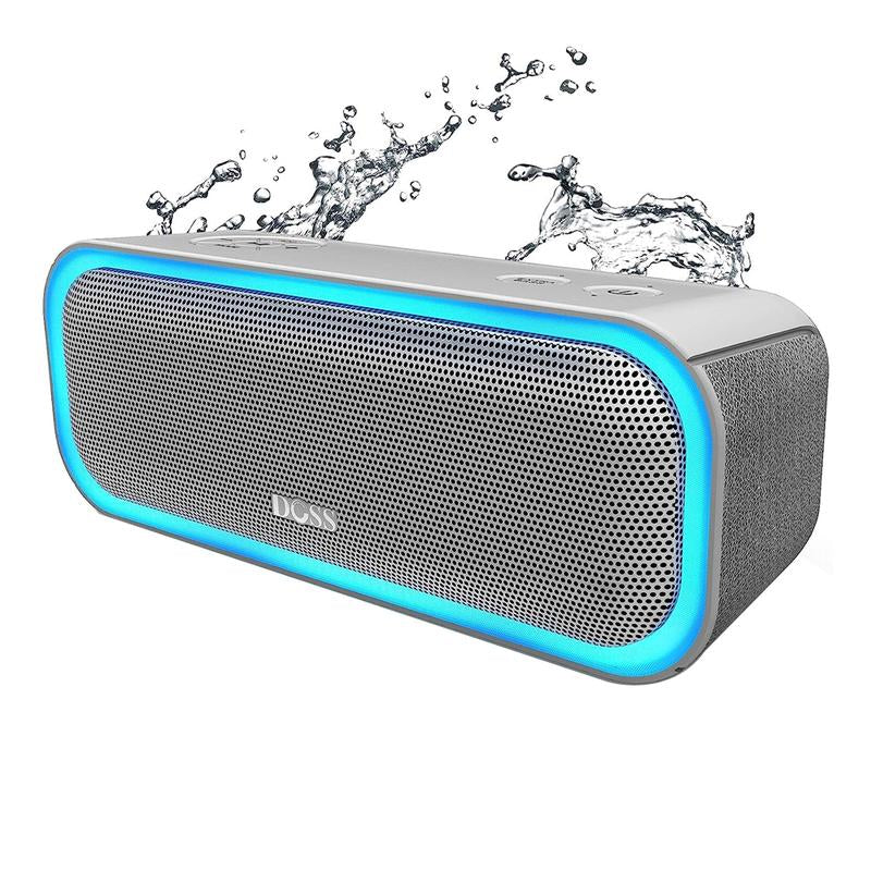 DOSS Soundbox Pro Bluetooth Speaker with 20W Stereo Sound Active Extra Bass IPX6 Waterproof TWS Multi-Colors Lights Audio Party Smartphone Speaker Protection Charging Button-Outdoorfun