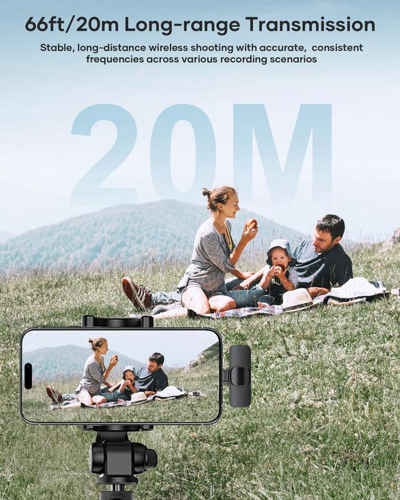 KUKIHO K9 2 Pack Wireless Lavalier Microphone for Iphone Ipad and Android Phone, Lapel Mic Plug and Play Wireless Mic Noise Reduction Microphone for Video Recording Interview Podcast Vlog Youtube Tiktok