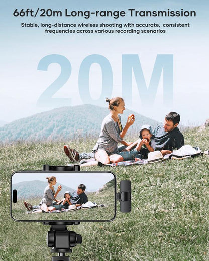 KUKIHO K9 2 Pack Wireless Lavalier Microphone for Iphone Ipad and Android Phone, Lapel Mic Plug and Play Wireless Mic Noise Reduction Microphone for Video Recording Interview Podcast Vlog Youtube Tiktok