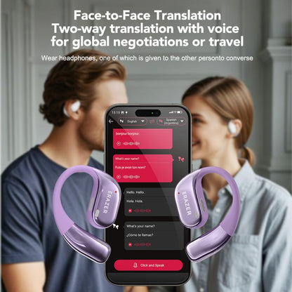 ERAZER X11 AI Translation Earbuds with APP Support 134 Languages Real Time Translate OWS Open-Ear Headphones Wireless Bluetooth 5.4 Earbuds with HD Mic Waterproof Earphones Gaming with Low Latency