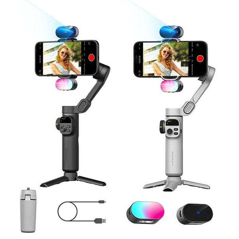 AOCHUAN Gimbal Stabilizer for Iphone, 3-Axis Smartphone Gimbal Built in 7.8' Extension Rod, Portable Gimbal Stabilizer W/Oled Display for Iphone/Android, Perfect for Tiktok Youtube Vlogging-Smart X2-2