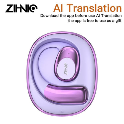 ZIHNIC S09 AI Translation Earbuds Bluetooth 5.0 Wireless Open-Ear Headphones 138 Languages Support HIFI Sound Quality Chargeable Electronic Audio Headset Chargeable Electronic Audio Headset Pink