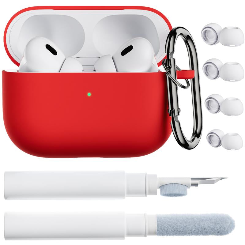 ORNARTO for Airpods Pro 2Nd/1St Generation Case with Cleaner Pen, Eartips Cover, Full Protective Soft Silicone for Airpods Pro Case 2022/2019 with Keychain, Front LED Visible Skin Cover