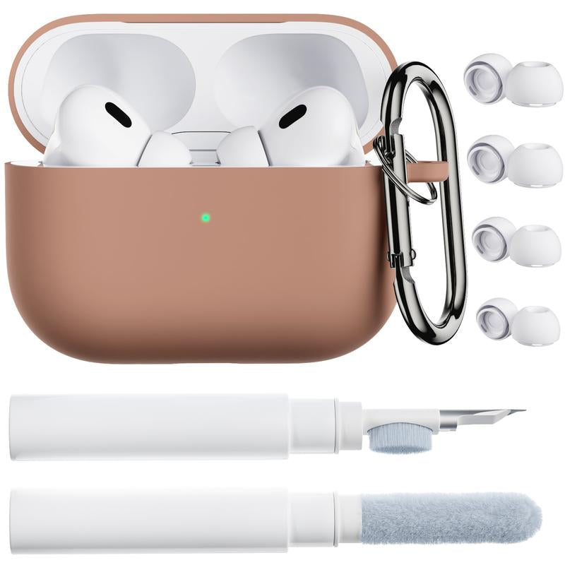 ORNARTO for Airpods Pro 2Nd/1St Generation Case with Cleaner Pen, Eartips Cover, Full Protective Soft Silicone for Airpods Pro Case 2022/2019 with Keychain, Front LED Visible Skin Cover