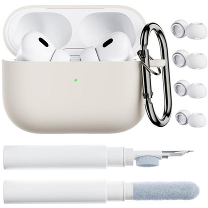 ORNARTO for Airpods Pro 2Nd/1St Generation Case with Cleaner Pen, Eartips Cover, Full Protective Soft Silicone for Airpods Pro Case 2022/2019 with Keychain, Front LED Visible Skin Cover