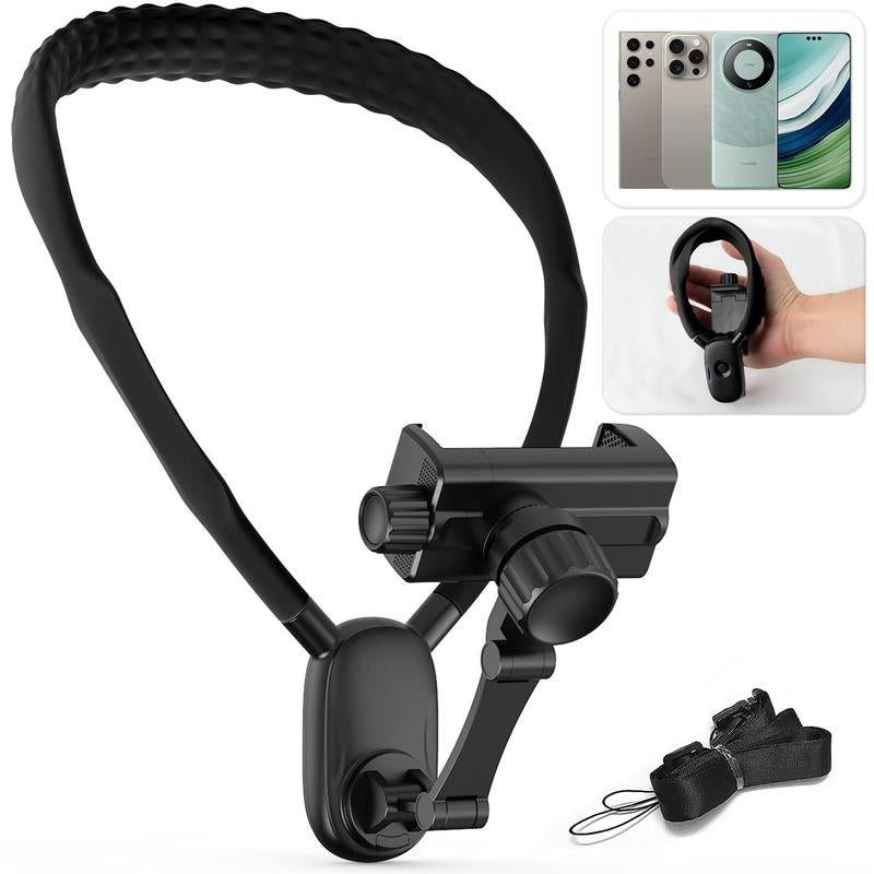 POV Neck Phone Holder - Compatible with All Smartphone Accessories, Black Phone Holder, Pov/Vlog Hands-Free Design