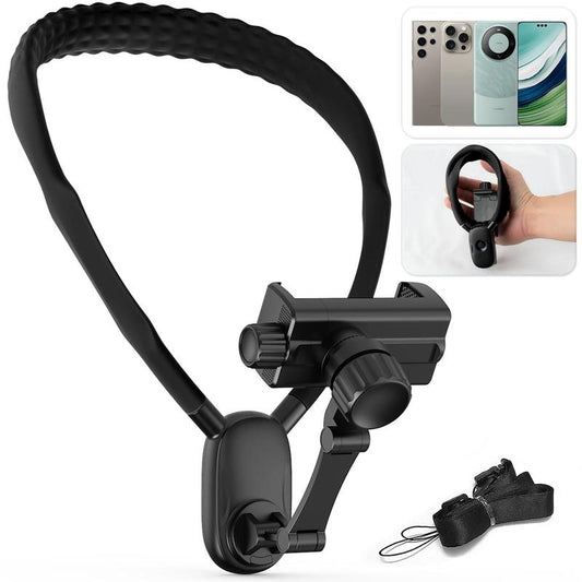 POV Neck Phone Holder - Compatible with All Smartphone Accessories, Black Phone Holder, Pov/Vlog Hands-Free Design