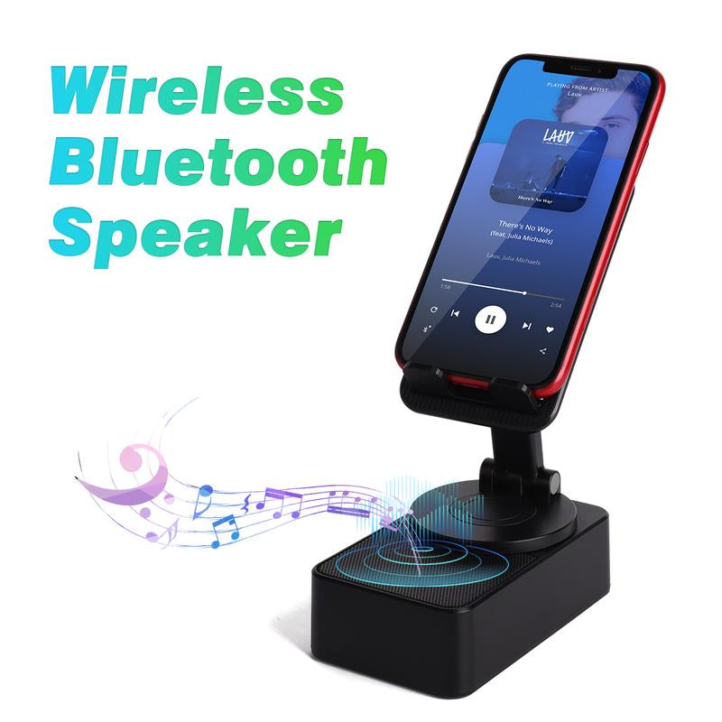 Wireless Induction/Bluetooth Speaker 3In1 Cellphone Holder with Colorful Ambient Light, Non-Slip Base, Portable & Gift-Ready Design (3000Mah) - Larger