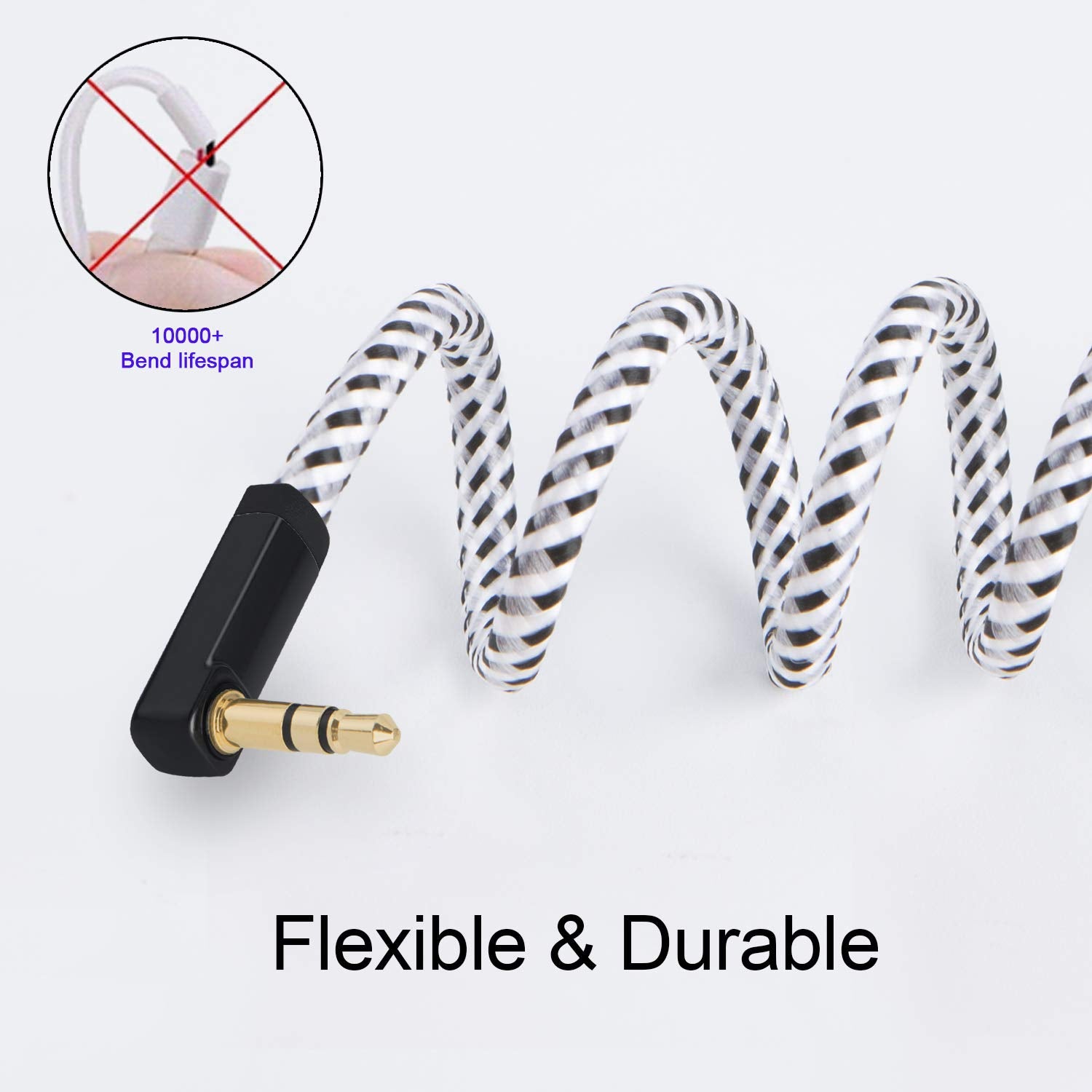 Headphone Extension Cable 15Ft/4.5M, 3.5 Mm Audio Extension Cable-Aux Cord Extender 90-Degree Right Angle Male to Female Stereo Audio Cable Nylon Braided for Smartphones, Media Player