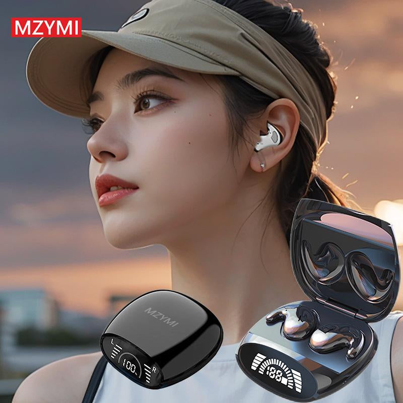 Wireless Sleep Headphones Noise Reduction Hifi Audio LED Digital Charging Silicone Workout Earbuds Mic Automatic Sports Earphones