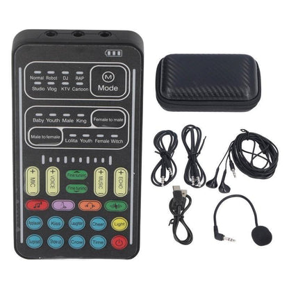 I9 Voice Changer Sound Card Portable Handheld Microphone Voice Changer