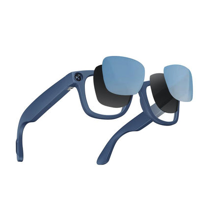 Evomi Touch-Control Bluetooth Smart Glasses Camera Withhd Cameras Bluetooth Voice Communicationlightweight Design Dual Interchangeablelenses Day Night Switch Surround Soundspeakers Device Wearable Bluetooth Glasses Black