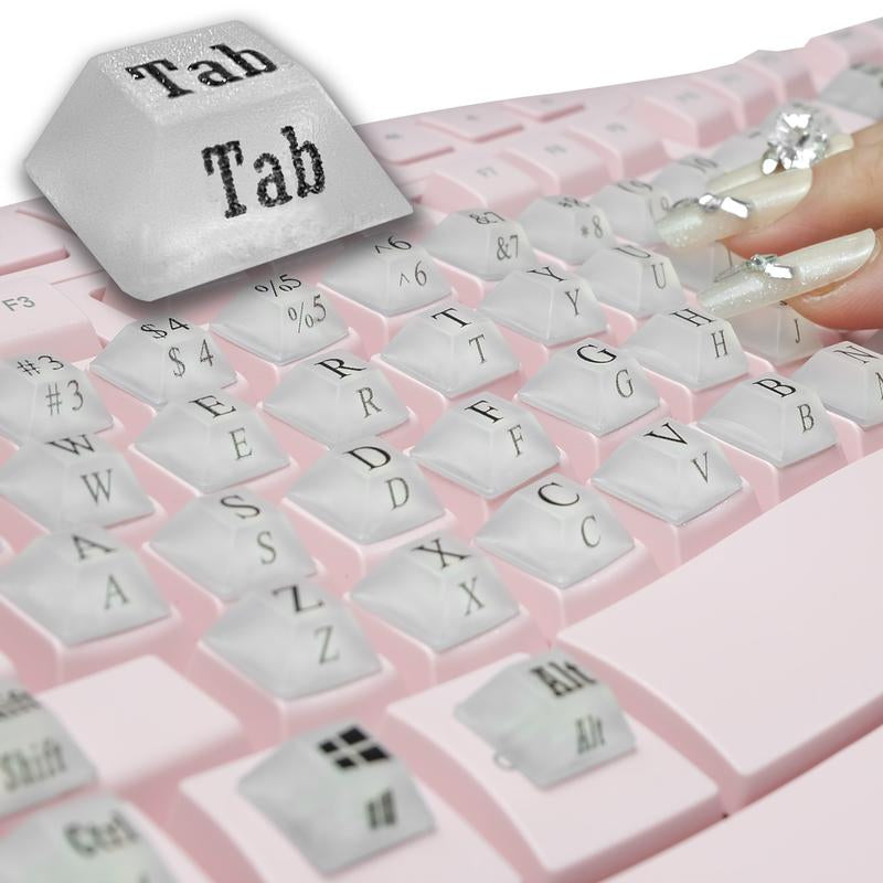 80 Pcs Self-Adhesive PC Keyboard Keys for Long Nails Typing and Gaming, ​​Anti-Damage Symbolic and Alphanumeric Keys for Nail-Art