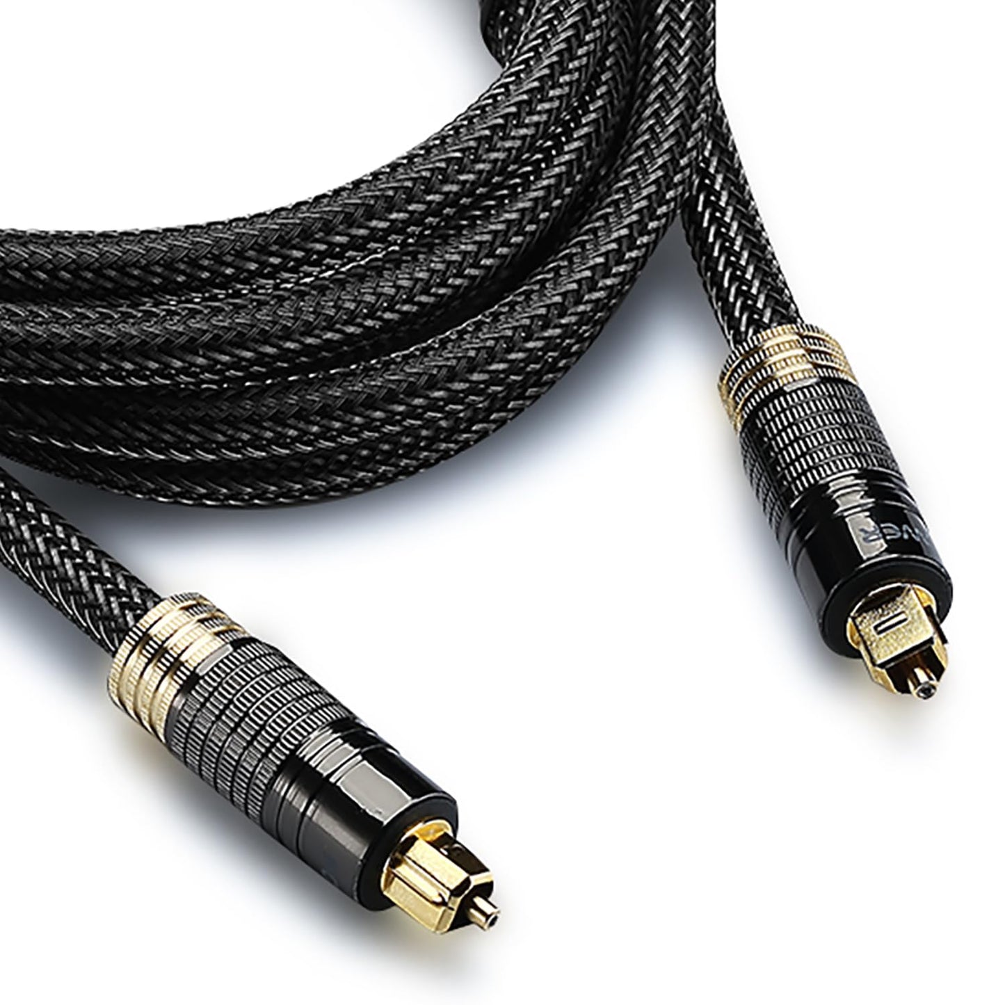 24K Gold Plated Toslink Digital Fiber Optical Audio Cable (S/PDIF) - [Zero RFI & EMI Interference] Metal Connectors & Ultra Durable Nylon Braided Jacket (50Ft)