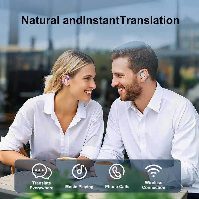 ZIHNIC S09 AI Translation Earbuds Bluetooth 5.0 Wireless Open-Ear Headphones 138 Languages Support HIFI Sound Quality Chargeable Electronic Audio Headset Chargeable Electronic Audio Headset Pink