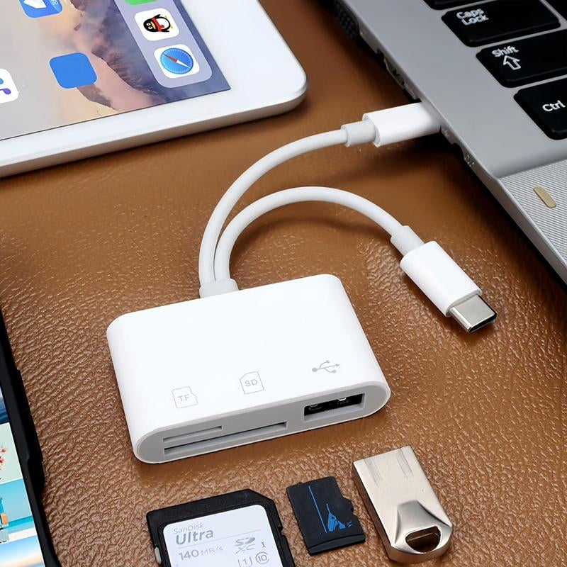3 in 1 SD & TF Card Reader, 1 Count USB 3.0 Type-C Card Reader, Multifunctional Card Reader for Iphone Android Smartphone, Phone Accessories