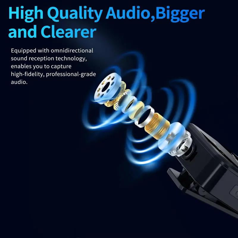 2-Pack Wireless Lavalier Microphone,Foriphone/Android/Camera,328Ft Transmission,18Hbattery Life, Mini Microphone for Recordinterview, Vlogs, Youtube