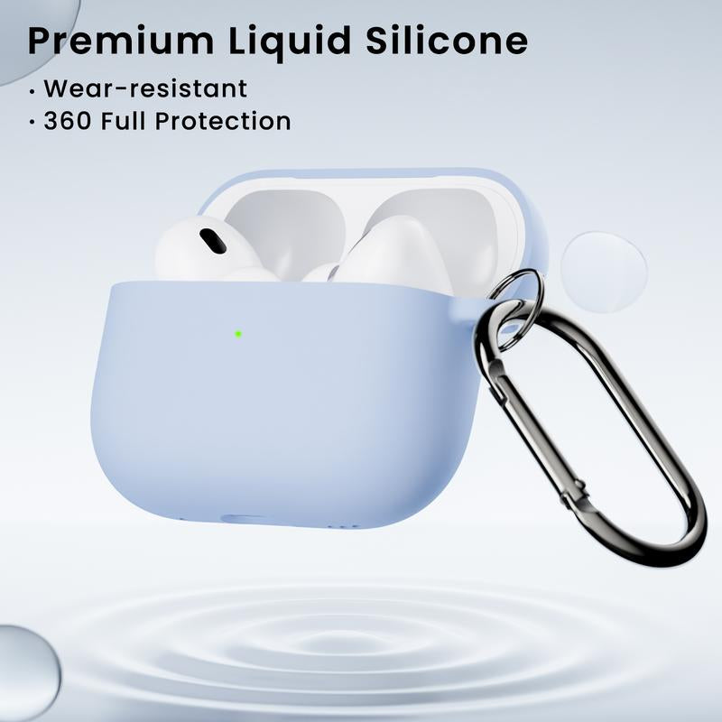 ORNARTO for Airpods Pro 2Nd/1St Generation Case with Cleaner Pen, Eartips Cover, Full Protective Soft Silicone for Airpods Pro Case 2022/2019 with Keychain, Front LED Visible Skin Cover