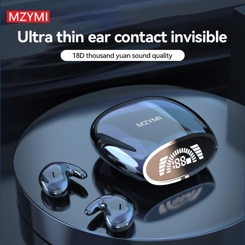 Wireless Sleep Headphones Noise Reduction Hifi Audio LED Digital Charging Silicone Workout Earbuds Mic Automatic Sports Earphones